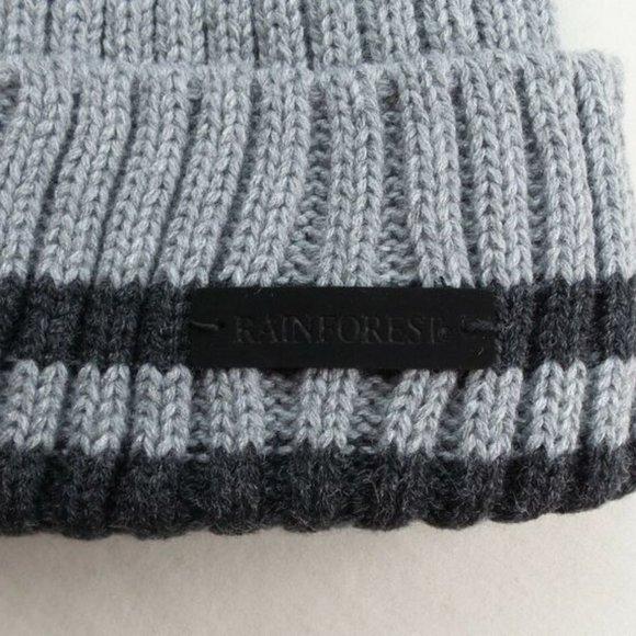 Rainforest Men's Beanie Hat Lined Heather Grey Black One Size Ribbed Cuff MRP$38 - Picture 4 of 7